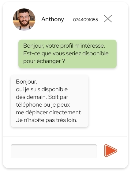 messages d'un candidat et d'un recruteur dans la messagerie Restaff